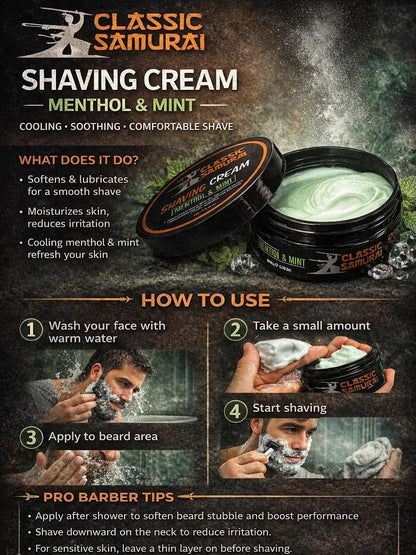 Classic Samurai Shaving Cream Menthol & Mint